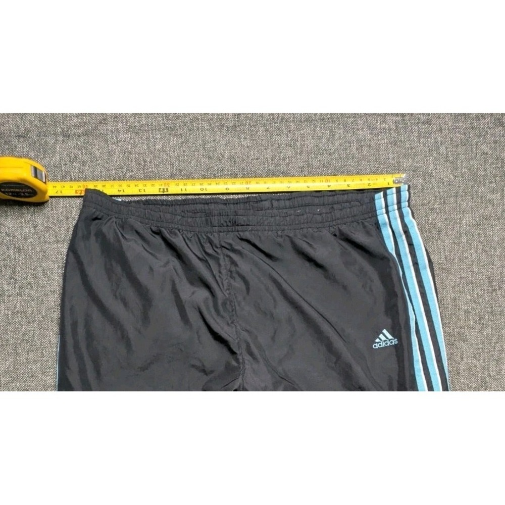 Adidas Track Jogger Y2K Pants Medium Men Black Baggy Striped Windbreaker Gym - Picture 7 of 8